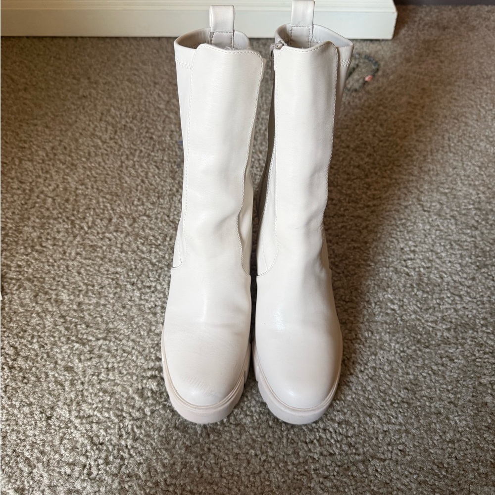 Aldo Cream Heeled Boots